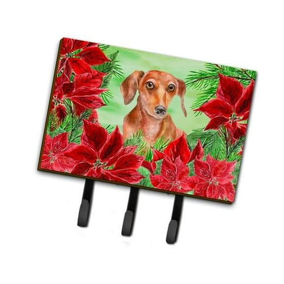 Red Dachshund Poinsettas Leash or Key Holder