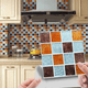 thumbnail image 3 of Adhesivo para azulejos de cerámica cuadrados con película brillante Msc, autoadhesivo, adhesivo para pared, para renovación del hogar, papel tapiz impermeable, 3 of 5