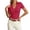 hwj# Red243, variant on Women'S Fashionable Casual Blouse Slim Fit Ribbed Short Sleeve V-Neck Lapel Collar Solid Color Tight Fitted Summer Breathable Stylish Comfortable T Shirt Cozy Pullover Top,Pink,M