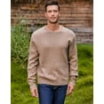 thumbnail image 5 of Kallspin Men’s Wool Blend Crew Neck Cable-Knit Pullover Sweaters(Coffee, X-Large,Tall), 5 of 8