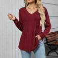 thumbnail image 7 of Guluxicc T-Shirts for Women V-Neck Long Sleeve Loose Fit Shirts Casual Soft Comfy Pullover Tops, 7 of 7
