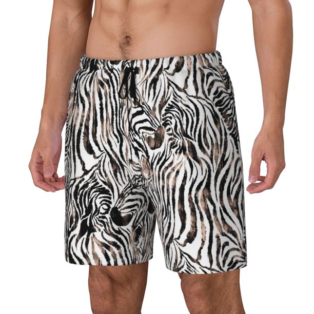 Fotbe Leopard And Zebra Traje de Baño para Hombre – Shorts de Natación de Secado Rápido con Forro y Bolsillos-3X-Large