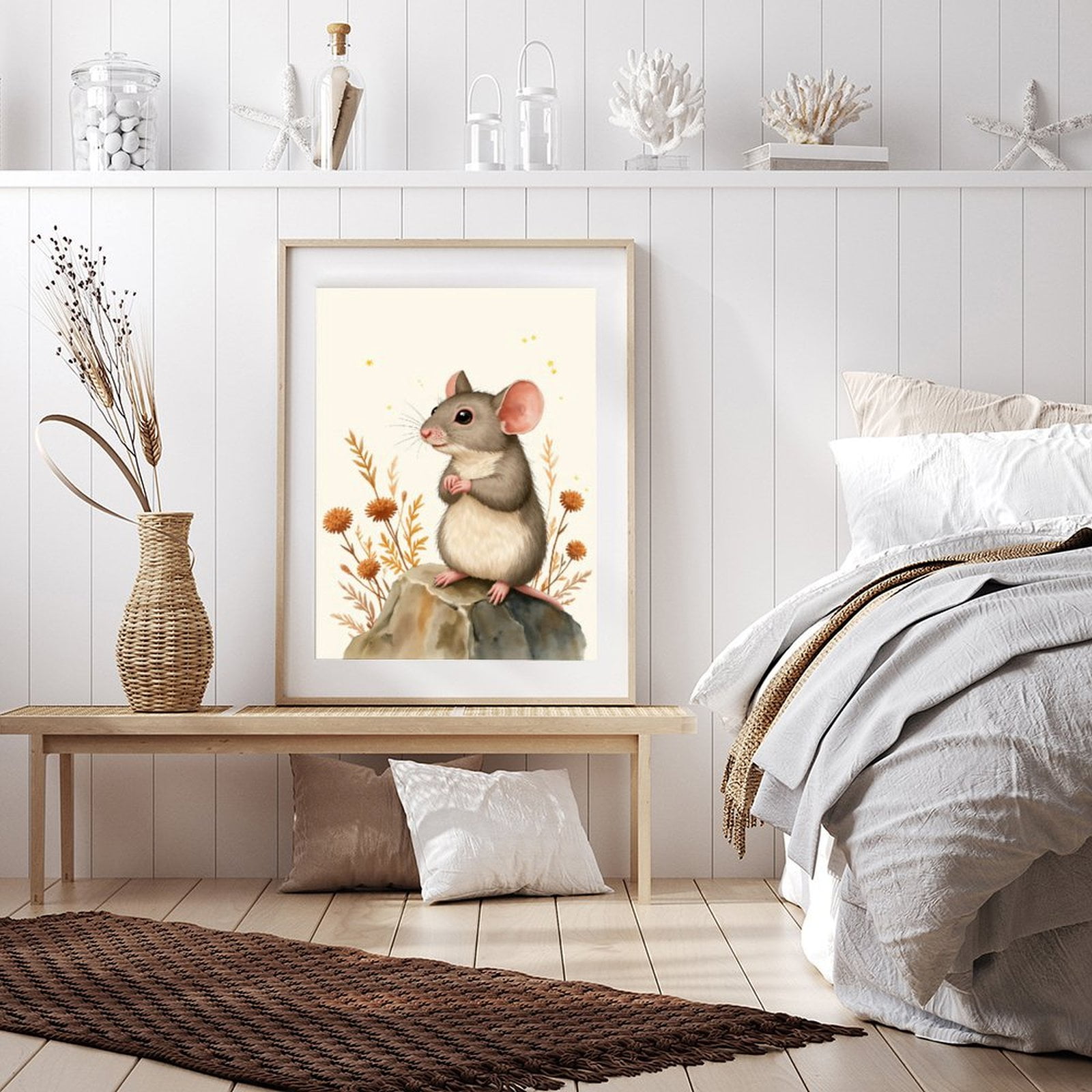 Diamond Art Kit for Adults, Cute Mouse On Rock With Flowers Diamond Painting for Adults Beginners, DIY Diamond Art Painting Kits, 5D Diamond Painting Crafts for Home Decor 12x16 Frameless