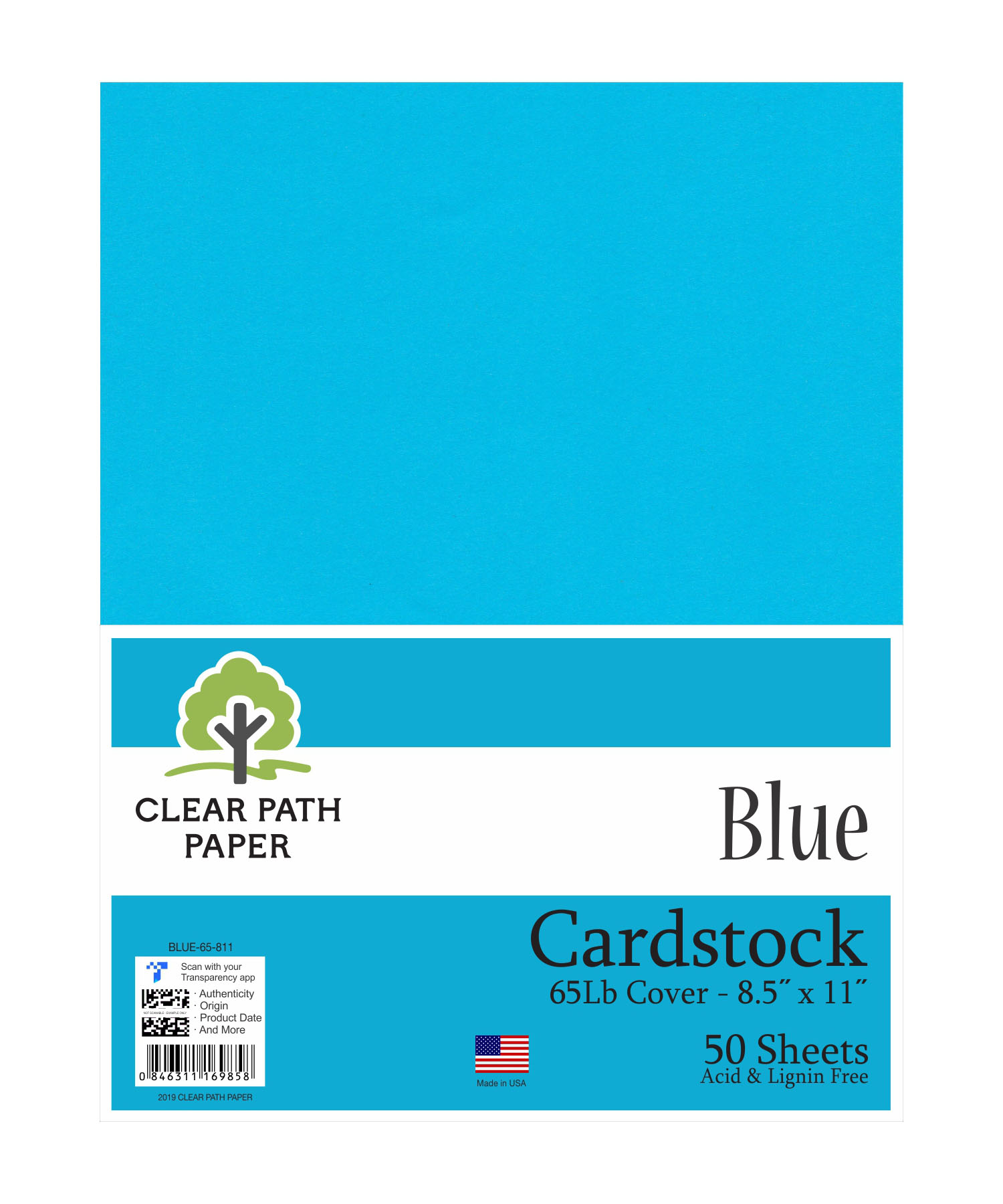 Blue Cardstock 8.5 x 11 inch 65Lb Cover 50 Sheets Clear Path