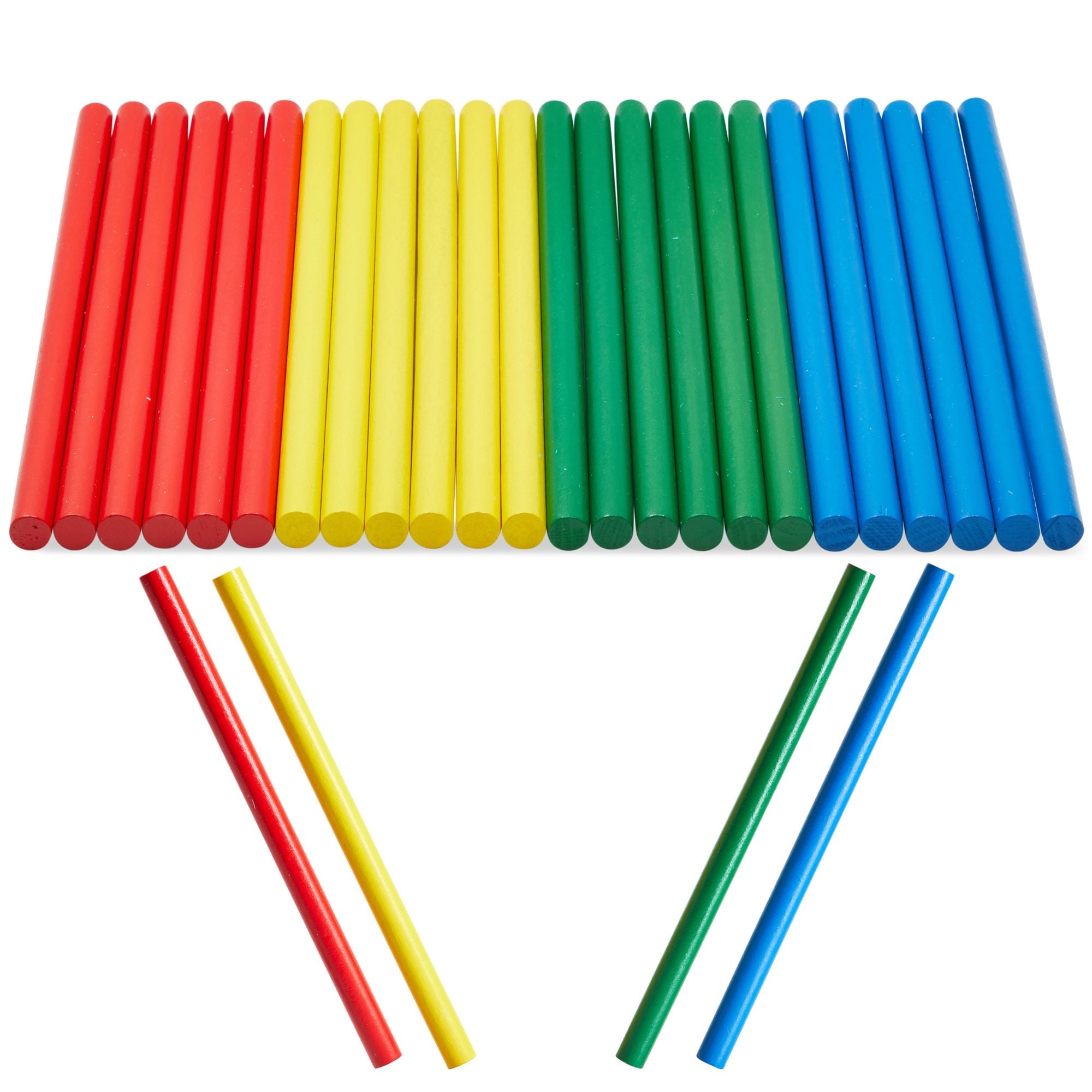 24 Pack of Rhythm Sticks for Kids Bulk - 12 inches Wooden