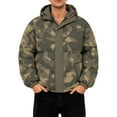 thumbnail image 2 of CharmCyan Men’s Hooded Puffer Jacket with Camouflage Print Full Zip Front Warm Quilted Outerwear with Elastic Cuffs Army Green 2XL, 2 of 2