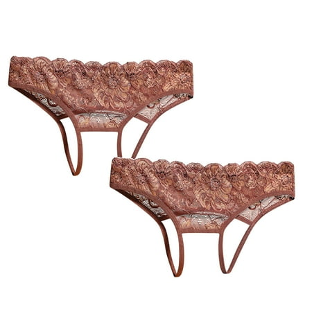 

Womens Underwear Brief Lace Thongs Lingerie Ladies Panties2PC