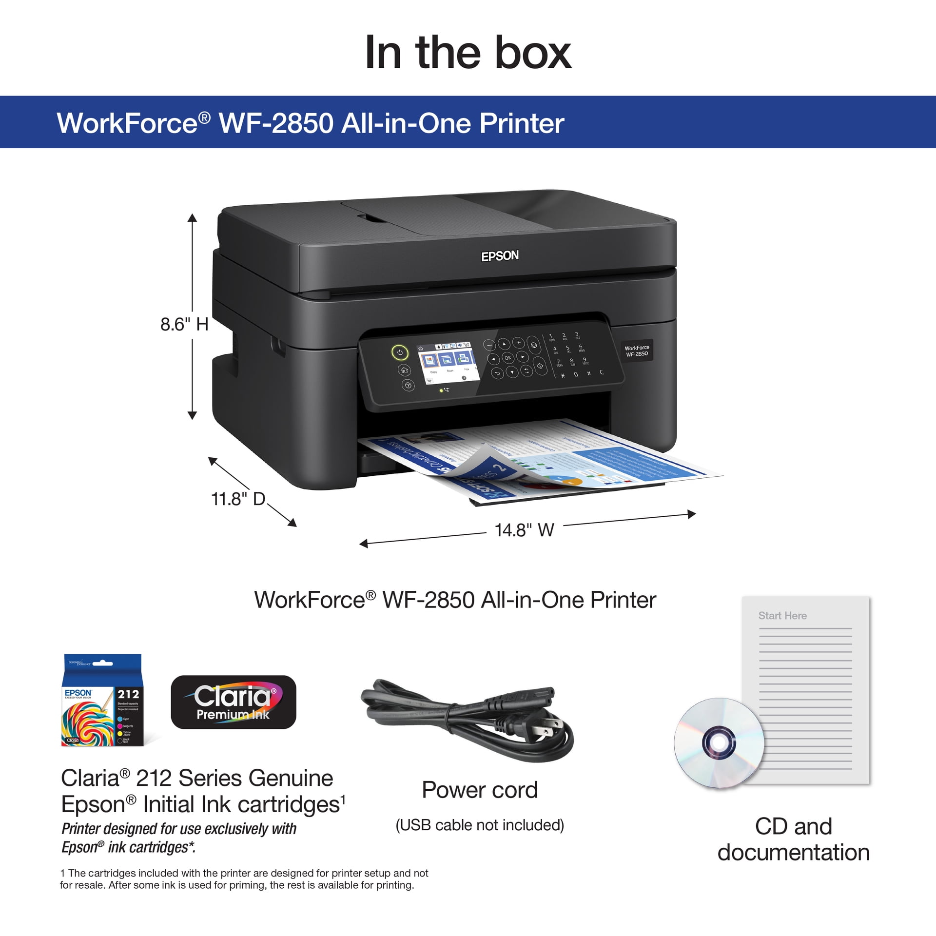 Epson WorkForce WF2850 Wireless AllinOne Color Inkjet Printer