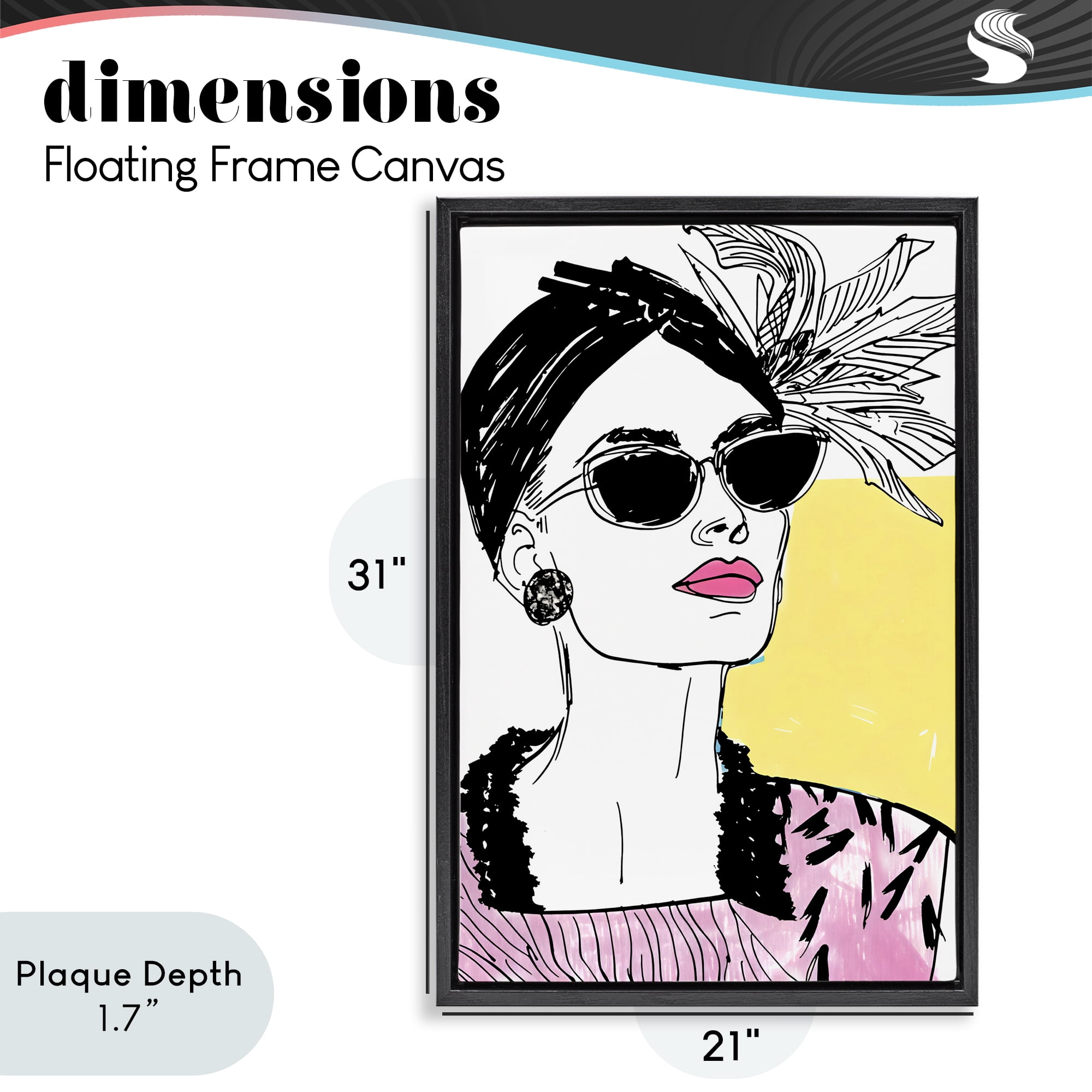 Stupell Industries The Rebel Muse Portrait Black Framed Floater Canvas Wall Art, design by Andrea Haase