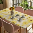 thumbnail image 3 of Farmhouse Daisy Table Cloths for 5 Foot Rectangle Tables, Spring Watercolor Yellow White Floral Beige Patio Waterproof Elastic Fitted Tablecloths, Washable Rectangular Table Cover for Camping, 3 of 8
