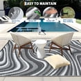 thumbnail image 3 of Hasoo 10' x 14' Gray/White Outdoor Rug for Patio Decor Waterproof Plastic Straw Modern Geometric Carpet PP Tube Woven Portable Camping Mat for Picnic Balcony, 3 of 7