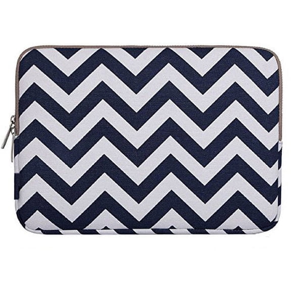 Mosiso Laptop Sleeve Canvas Fabric Case Bag Cover for 14 Inch Laptop / Notebook Computer / MacBook Air / MacBook Pro, Chevron Blue