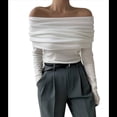 thumbnail image 2 of Body de Larga con Hombros Descubiertos para Mujer, Sexy, Adelgazante, Top de Transparente con Fruncido, , Talla L, 2 of 8