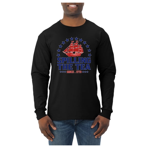 Wild Bobby Spilling The Tea Since 1773 Men Long Sleeve Shirt