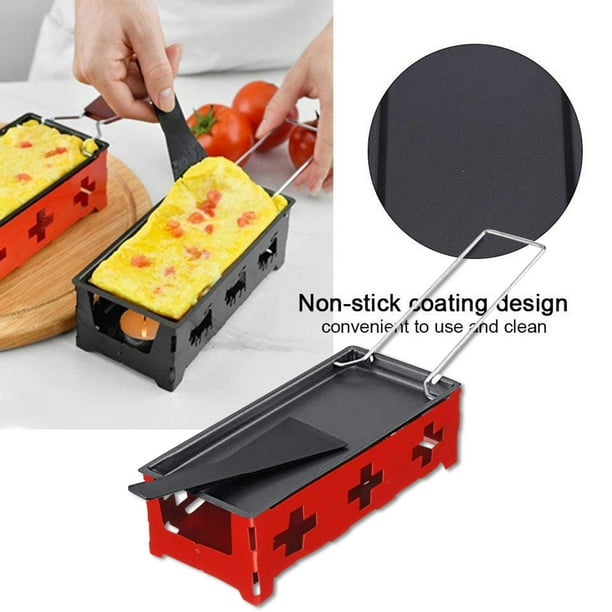  Mini Tea Light Raclette Set, Foldable BBQ Cheese Melt Pan  Cheese Raclette, Portable Baking Tray Stove Set for Home,for Making Cheese  Kitchen: Home & Kitchen