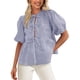 thumbnail image 1 of Blusa PRETTYGARDEN para mujer, camisa a rayas con lazo en la parte delantera 2025, azul marino, 1 of 8