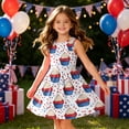 thumbnail image 6 of CCRFTGI 4th of July Dresses for Kids Girls Size 10-12 Cute American Flag ice cream Stars A-Line Dress Patriotic Sleeveless Girls Clothes Red White and Blue Summer Dresses Light Blue 7-8 Years, 6 of 8