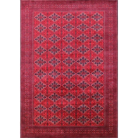 Ahgly Company Machine Washable Indoor Rectangle Industrial Modern Raspberry Purple Area Rugs, 5' x 8'