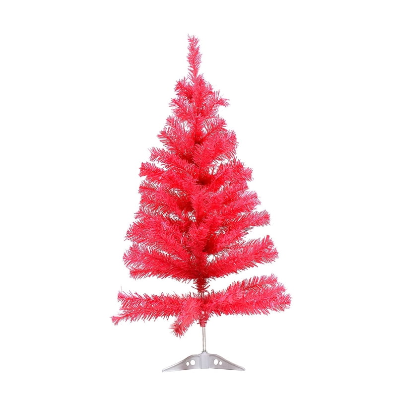 ALEKO Miniature Artificial Holiday Christmas Tree 3 Ft Coral Pink