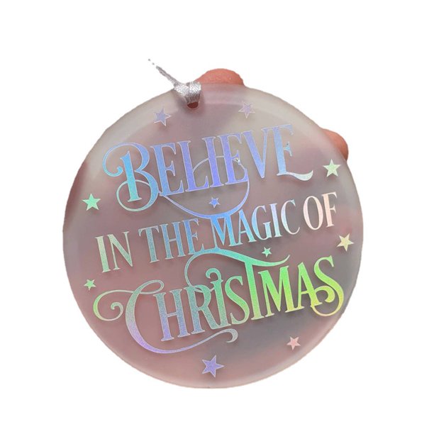 1 pieza de adornos navideños de acrílico transparente en blanco de 3 pulgadas 2022, adornos navideños redondos de acrílico sin terminar para manualidades, adornos colgantes para decoración del árbol d