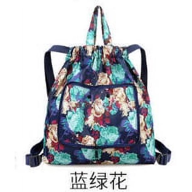 Fabricantes al por mayor Nueva mochila con cordón, bolsa de almacenamiento plegable para mujer, bolsa de fitness deportiva, paquete de bolsillo, mochila de viaje para mujer
