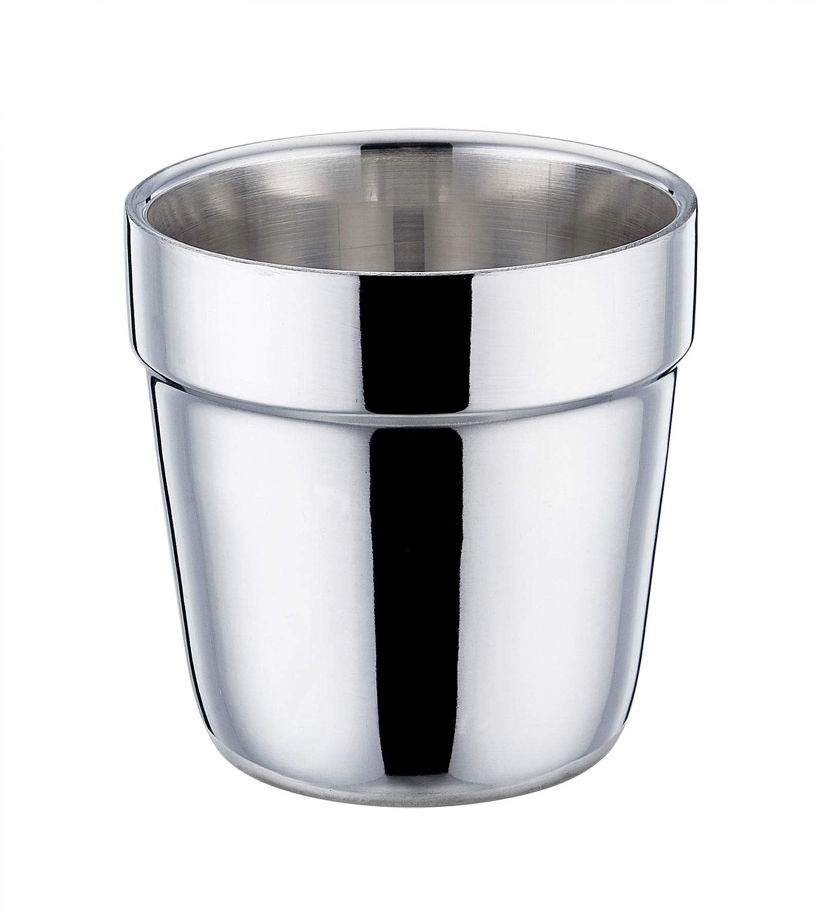 Espresso Cup Set of 4 Double Wall Stainless Steel Coffee Mugs Reusable Stackable Tea Cups Mirror Finish Dishwasher Safe 6 Ounce