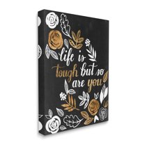 Stupell Industries Life Is Tough Inspirational Phrase Autumn Falling Leaves, 36 x 48, Designed by Grace Popp