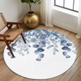 thumbnail image 3 of Blue Teal Botanical Round Area Rug 5 FT, Non Slip Bedroom Rugs, Eucalyptus Leaves Pastoral Floral Washable Soft Circular Carpet Non-Shedding Floor Mat for Kitchen Dining Room Foyer Balcony Dorm, 3 of 8
