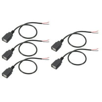 Uxcell 1Ft USB 2.0 Female to 2 Pin Bare Wire Pigtail Cable, 5pcs 22AWG Power Cords Extension, Black