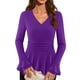 thumbnail image 2 of RKSTN Women's Dressy Sparkly T Shirts Oversized V Neck Glitter Sparkly Long Sleeve Shirt Top Womens Casual Solid Plus Size Sequined Loose Fits Comfy Tee Party Club Night Blouses Fall Spring Clothes, 2 of 10