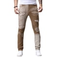 thumbnail image 6 of Stamzod Fashion Clothing 2026 Men's Vintage Ripped Jeans Slim Fit Stretch Distressed Denim Pants with Pocket Khaki-2 S, 6 of 10