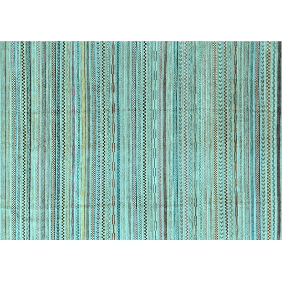 Ahgly Company Indoor Rectangle Abstract Light Blue Modern Area Rugs, 6' x 9'