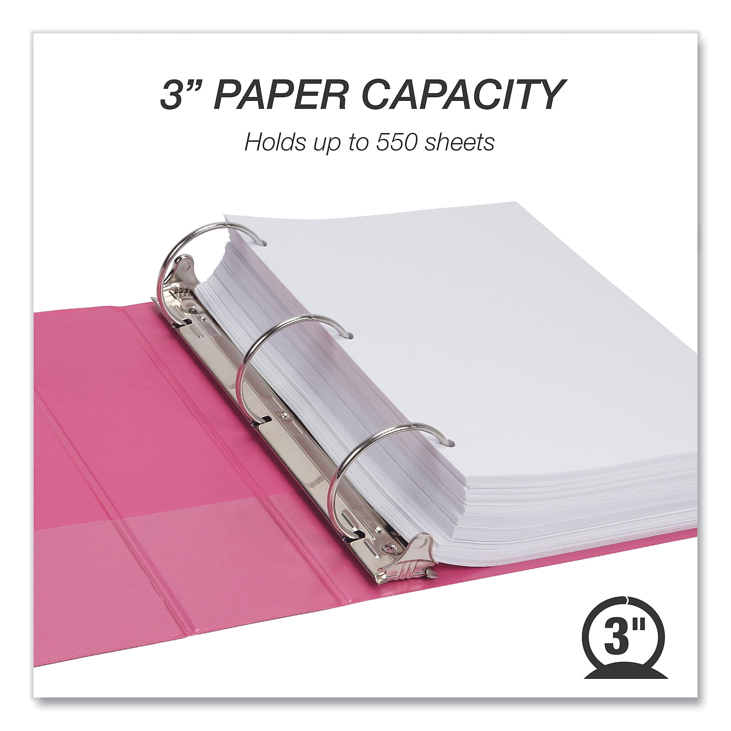 Samsill U86876 Earth's Choice 3 Rings 3 in. Capacity 11 in. x 8.5 in. Plant-Based Economy Round Ring View Binders - Pink (2/Pack)