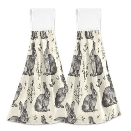 

2 Bathroom Towels Kitchen Towels 18.2x14In Velcro Hand Wipes Dish Cloths & Dish Towels Washroom Towels Face Towel Hand Wipes Black Rabbit