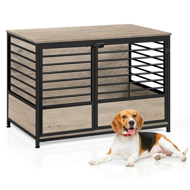 Wooden Heavy Duty Dog Crate Side Table Indoor Dog Kennel Oak Color Large Walmart