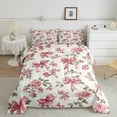 thumbnail image 3 of Feelyou Vintage Bowknot Child Bedding Comforter Set, Pink Flower Floral Twin Comforter Sets, Fashion French Style Reversible Bedding Set, Ultra Soft Bedroom Decor, 2pcs, 3 of 9