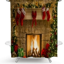 aoksee Christmas Decorations Christmas Shower Curtain Printing Waterproof Polyester Shower Curtain Gift on Clearance