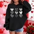 thumbnail image 3 of Girls Hoodie Kids Heart Print Pullover Lightweight Oversized Black Youth Casual Sweatshirt,Size 9 T, 3 of 8