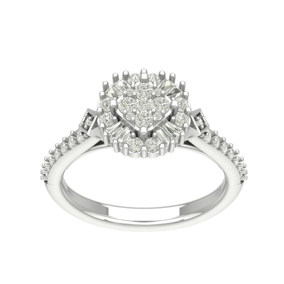 Araiya Sterling Silver Diamond Cluster Halo Ring (3/4 cttw, I-J Color, I2-I3 Clarity), Size 6.5