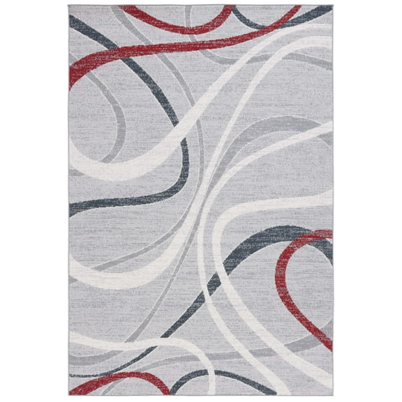 SAFAVIEH Odyssey Dymphna Modern Area Rug, Grey/Red Ivory, 4' x 6'