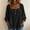 Black, variant on Women's Square Neck 3/4 Sleeve Blouse Button Detail Linen-Look Casual Top White XL