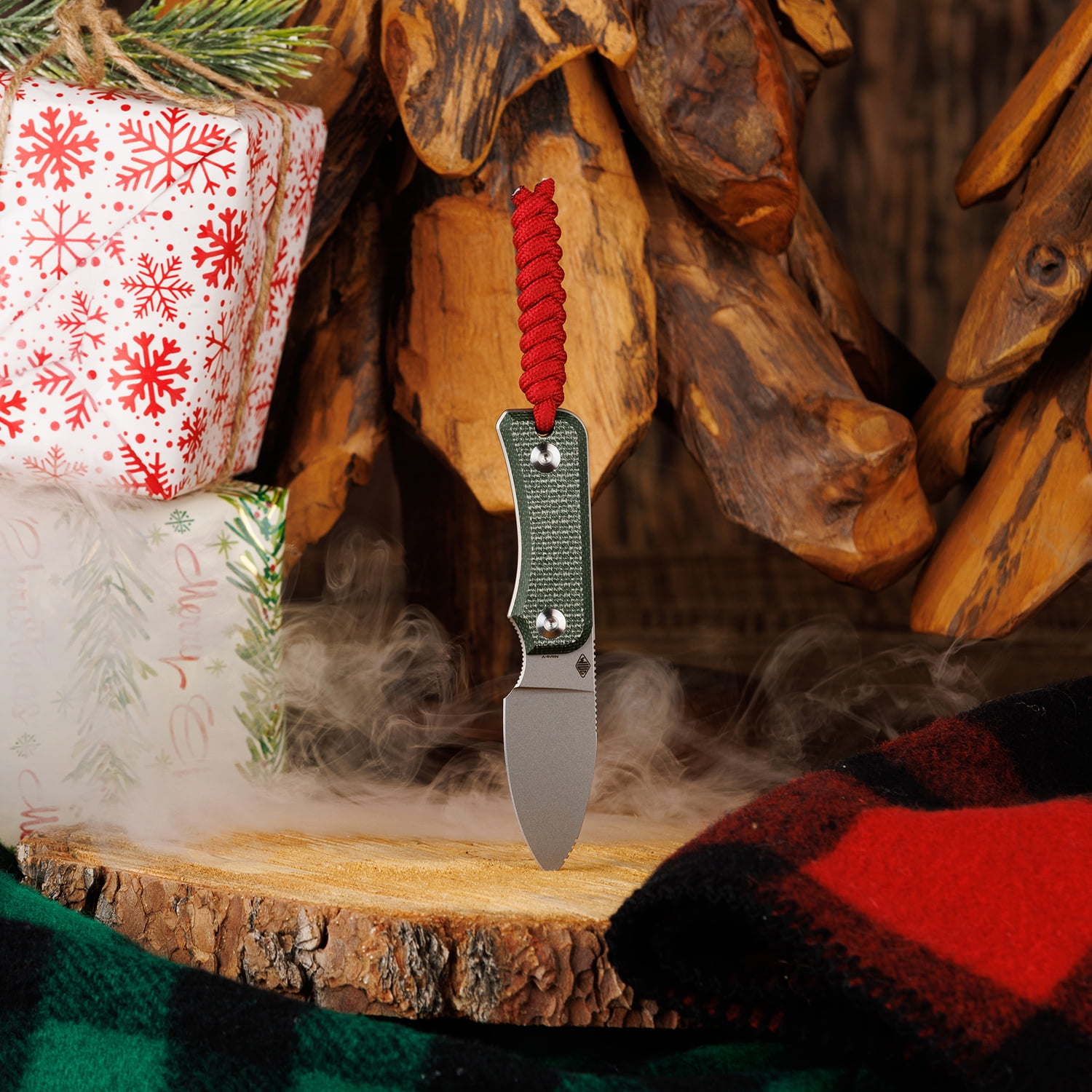 CIVIVI Fixed Blade Knife 2.39" Nitro-V Blade Small Baby Banter Designed by Ben Petersen, Lanyard and Chain Included C23045-2 (Green)