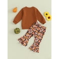 thumbnail image 4 of GXFC Toddler Girl Fall Outfits Clothes 6M 12M 18M 2T 3T Kids Girl Long Sleeve Letter Print Sweatshirts Tops and Flower Pattern Flare Pants 2Pcs Casual Autumn Clothing for Children, 4 of 9