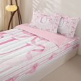 thumbnail image 3 of Manfei Pink Bow Tie Striped Zipper Twin Comforter Sets with Fitted Sheet and 2 Pillowcases For Girls,Letter Initial U Print Zipper Bedding Set For Kids,Pink Reversible,4-Piece, 3 of 7