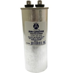 

Appli Parts Run Capacitor 60 Mfd uF (microfarads) 370 VAC or 450 VAC Round CON-60-450Replaces CAP-60-450