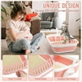 thumbnail image 4 of 2 Set 14 Pcs Cat Kitten Starter Kit Foldable Cat Litter Box with Shovel Small Litter Pan Collapsible Cat Toilet Paw Litter Mat Cat Collars Cat Bowls Cat Toys Teaser Stick for Beginner(Pink), 4 of 7
