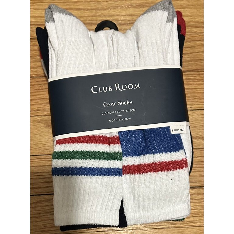 Club Room Mens 8 Pack Striped Crew Socks