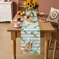 thumbnail image 2 of Easter Bunny Table Runner 48 Inches Long Farmhouse Dress Scarves, Spring Rabbits Carrots Turquoise Stripes Dining Tablerunner for Coffee Table/Kitchen Island/Party Décor, 13" x 48", 2 of 8