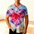 thumbnail image 2 of Stamzod Men's Short Sleeve Button Down Shirt Summer Lover Heart Beach Shirts Casual Oversized Hawaiian Shirt for Men Multicolor XXXL, 2 of 9