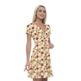 thumbnail image 1 of Women’s A Line Beige Summer Dress, Retro Triangle Arrangement, Cross Wrap V Neck, 6 Sizes, by Ambesonne, 1 of 2